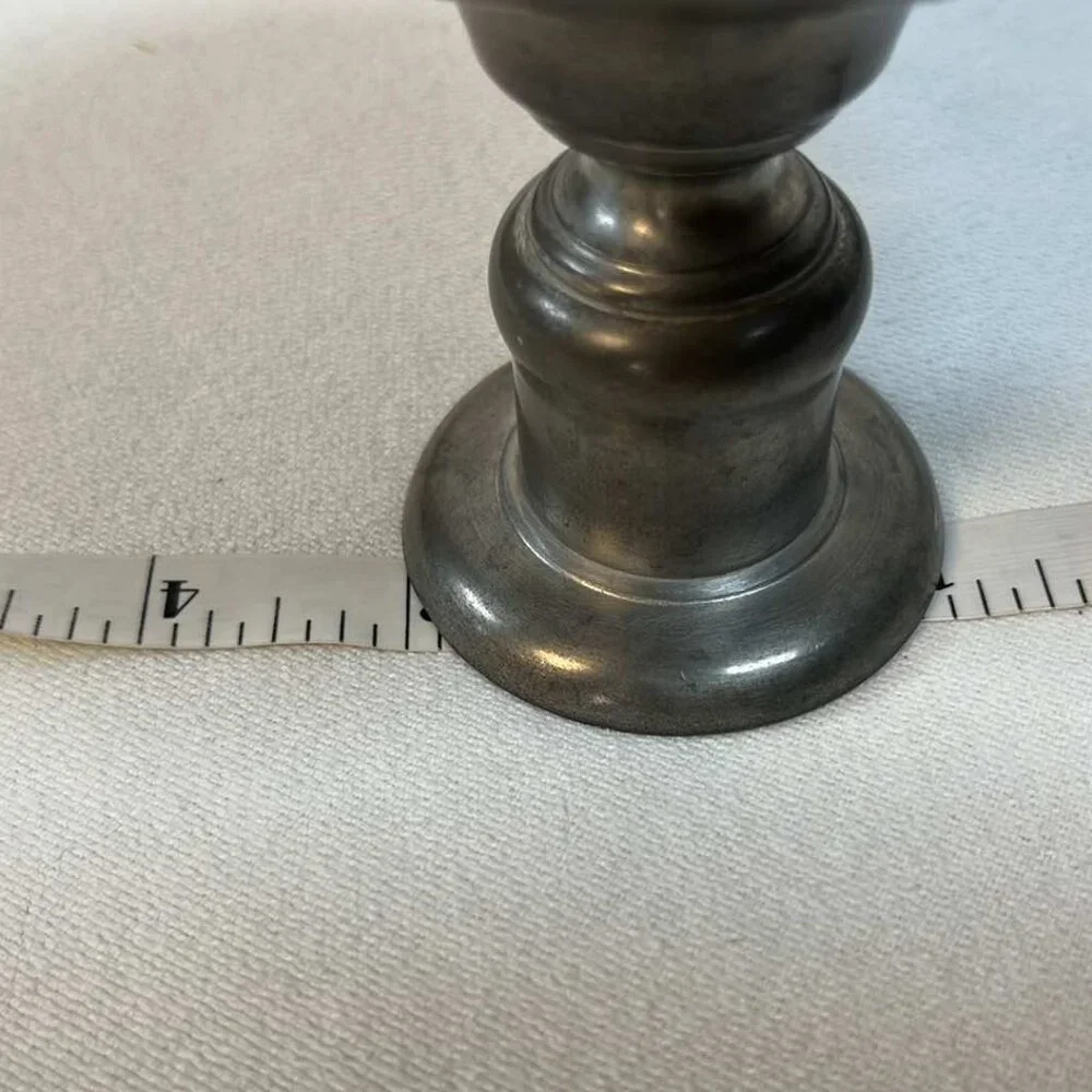 Pewter Candle Stick Single Vintage Colonial Cottagecore Elegant Minimalist Primi
